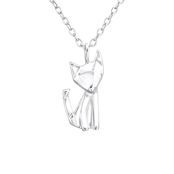 Sterling Silver Origami Fox Necklace - Picture 1 of 9